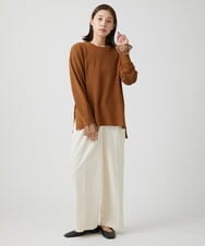 ZMFCW09130 al'aise modulation(アレーズモジュレーション) シアー袖リブニットプルオーバー ブラウン