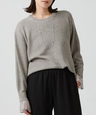 ZMFCW09130 al'aise modulation(アレーズモジュレーション) シアー袖リブニットプルオーバー ライトグレー