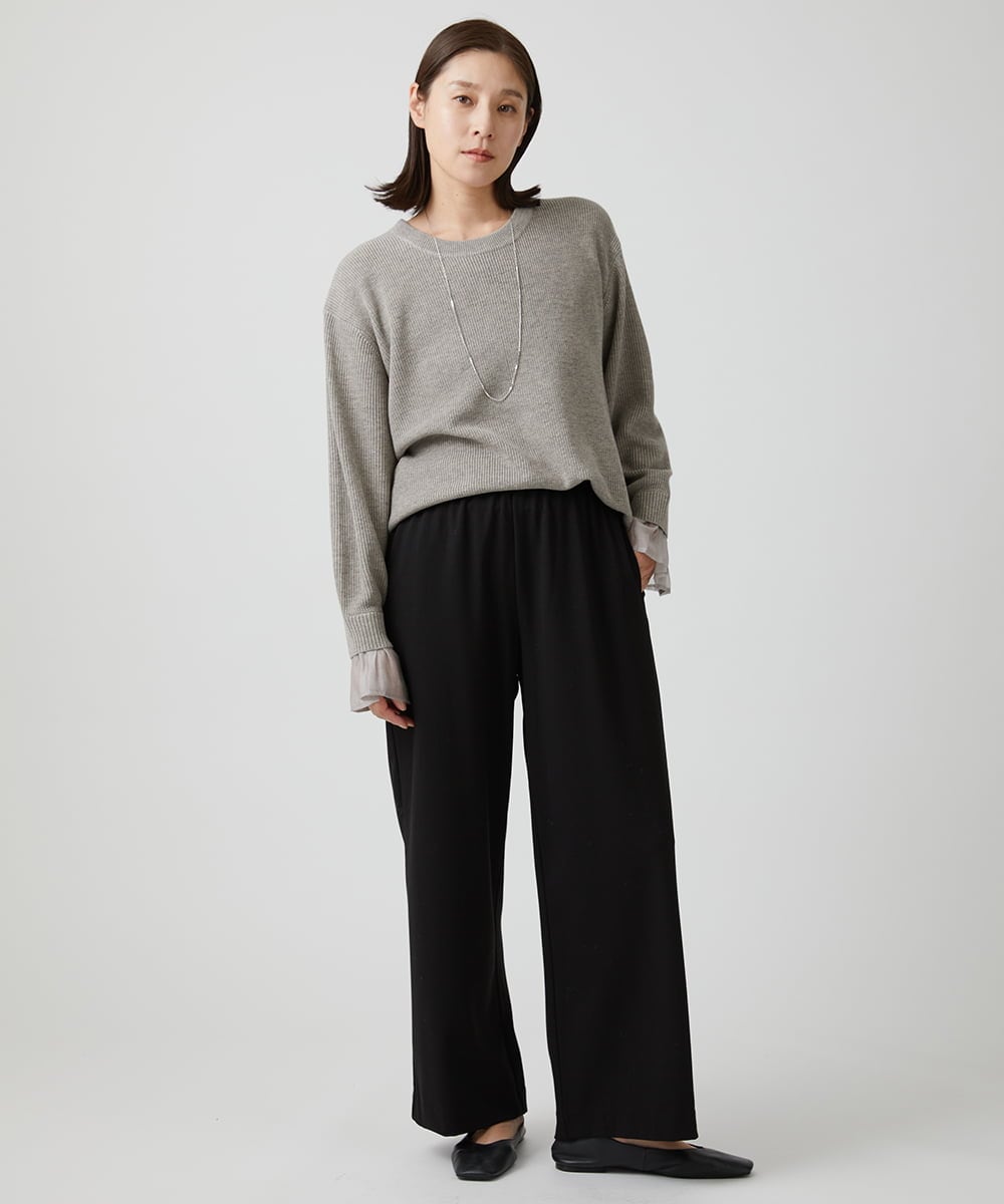 ZMFCW09130 al'aise modulation(アレーズモジュレーション) シアー袖リブニットプルオーバー ライトグレー