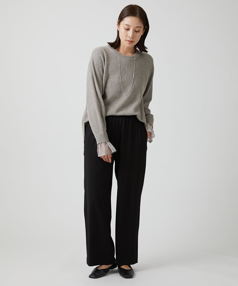 ZMFCW09130 al'aise modulation(アレーズモジュレーション) シアー袖リブニットプルオーバー ライトグレー