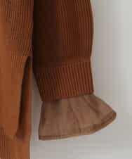 ZMFCW09130 al'aise modulation(アレーズモジュレーション) シアー袖リブニットプルオーバー ブラウン