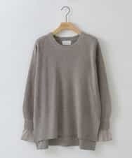 ZMFCW09130 al'aise modulation(アレーズモジュレーション) シアー袖リブニットプルオーバー ライトグレー