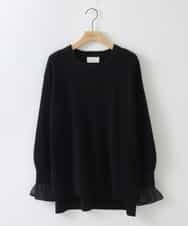 ZMFCW09130 al'aise modulation(アレーズモジュレーション) シアー袖リブニットプルオーバー ブラック