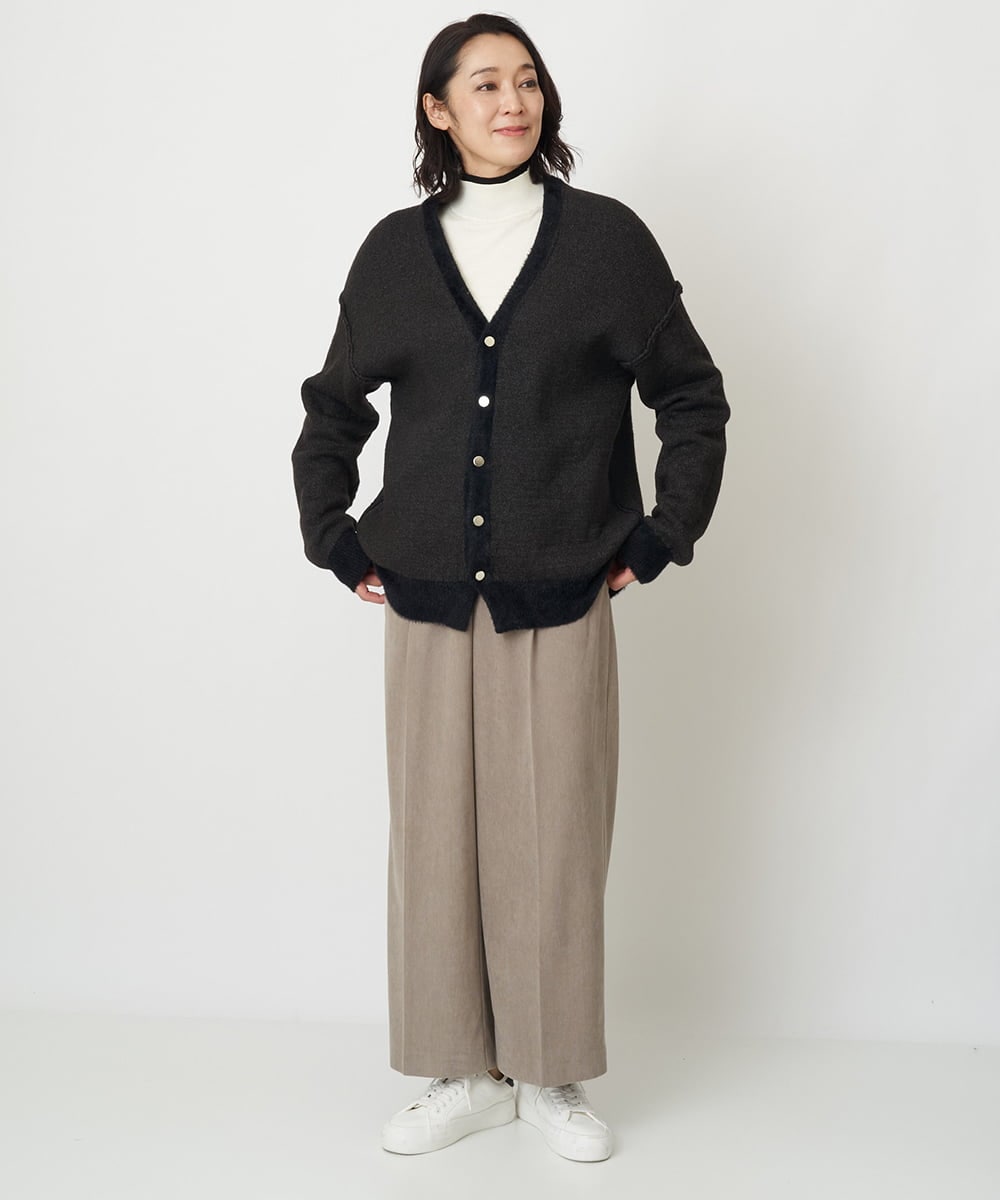 ZMFCW12120 al'aise modulation(アレーズモジュレーション) レイヤードライク配色ニットプルオーバー ホワイト