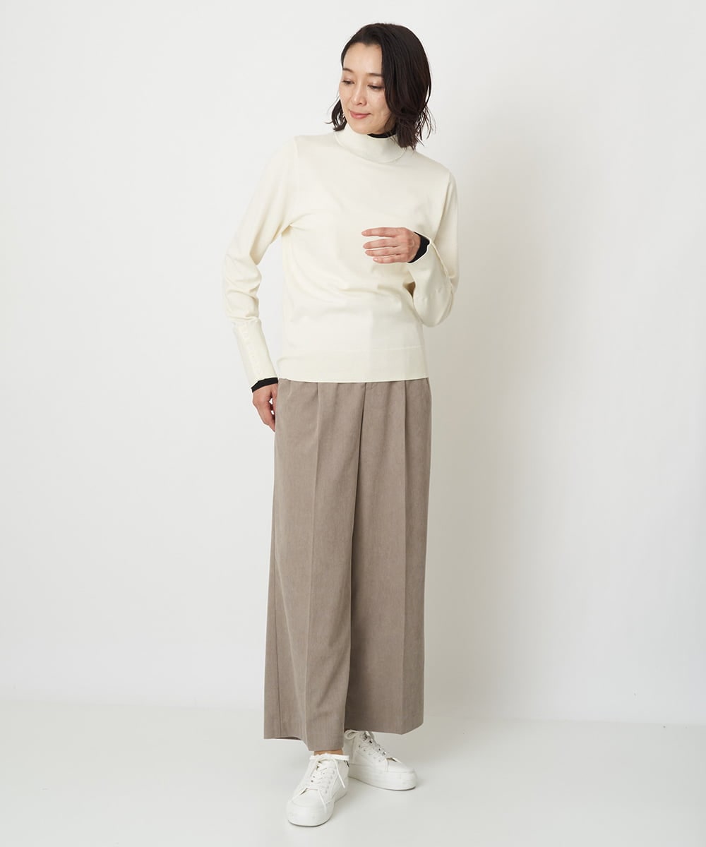 ZMFCW12120 al'aise modulation(アレーズモジュレーション) レイヤードライク配色ニットプルオーバー ホワイト