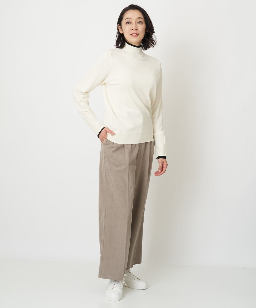 ZMFCW12120 al'aise modulation(アレーズモジュレーション) レイヤードライク配色ニットプルオーバー ホワイト