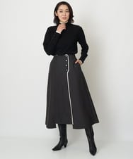 ZMFCW12120 al'aise modulation(アレーズモジュレーション) レイヤードライク配色ニットプルオーバー ブラック