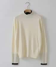 ZMFCW12120 al'aise modulation(アレーズモジュレーション) レイヤードライク配色ニットプルオーバー ホワイト