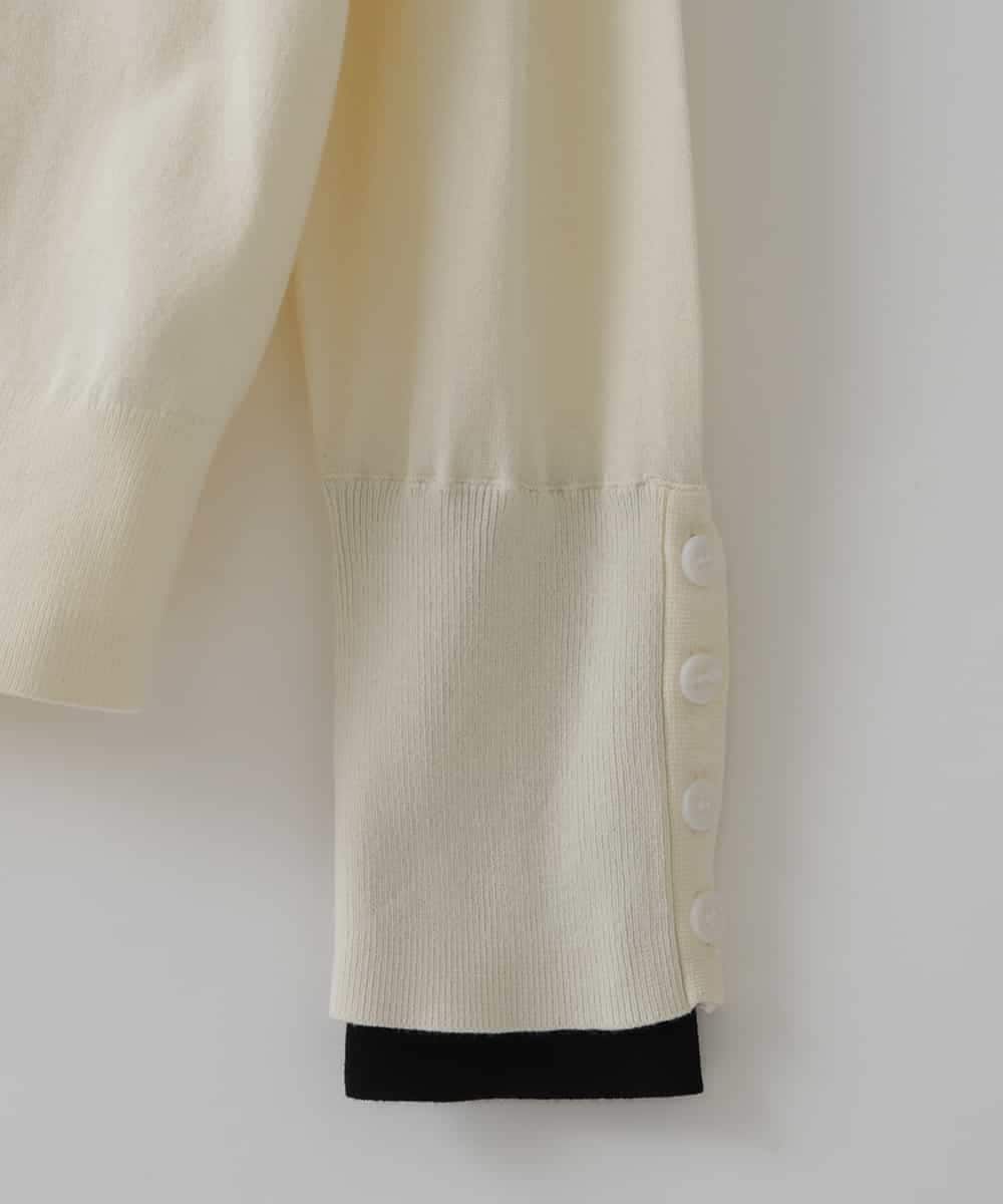 ZMFCW12120 al'aise modulation(アレーズモジュレーション) レイヤードライク配色ニットプルオーバー ホワイト