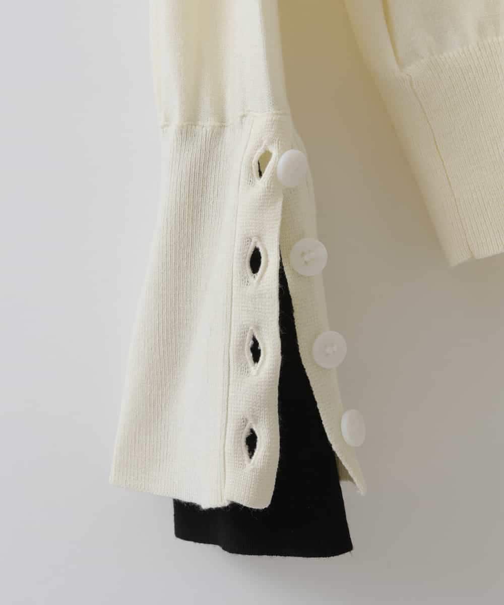 ZMFCW12120 al'aise modulation(アレーズモジュレーション) レイヤードライク配色ニットプルオーバー ホワイト