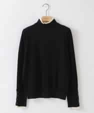 ZMFCW12120 al'aise modulation(アレーズモジュレーション) レイヤードライク配色ニットプルオーバー ブラック