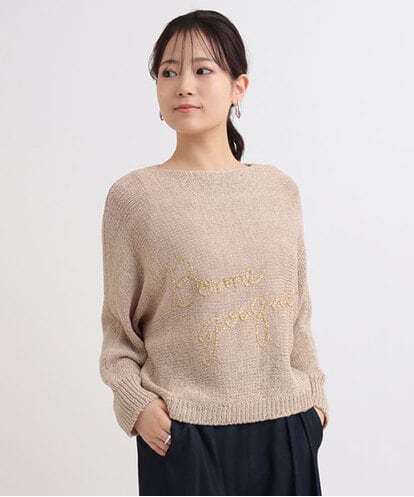al’aise modulation(アレーズモジュレーション) リネンロゴテープ刺繍ドルマンニット アイボリー/白 38