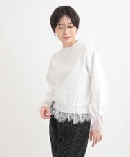 ZMFEB05168 al'aise modulation(アレーズモジュレーション) レースジョイントニットプルオーバー ホワイト