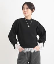 ZMFEB05168 al'aise modulation(アレーズモジュレーション) レースジョイントニットプルオーバー ブラック