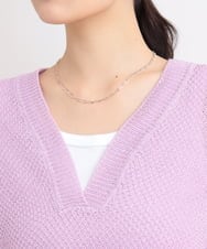 ZMFEB09110 al'aise modulation(アレーズモジュレーション) 【洗える】コットンリネンVネックニットプルオーバー パープル