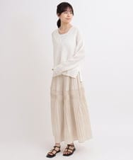 ZMFEB09110 al'aise modulation(アレーズモジュレーション) 【洗える】コットンリネンVネックニットプルオーバー ホワイト