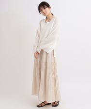 ZMFEB09110 al'aise modulation(アレーズモジュレーション) 【洗える】コットンリネンVネックニットプルオーバー ホワイト