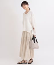 ZMFEB09110 al'aise modulation(アレーズモジュレーション) 【洗える】コットンリネンVネックニットプルオーバー ホワイト