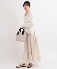 ZMFEB09110 al'aise modulation(アレーズモジュレーション) 【洗える】コットンリネンVネックニットプルオーバー ホワイト