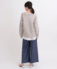 ZMFEB09110 al'aise modulation(アレーズモジュレーション) 【洗える】コットンリネンVネックニットプルオーバー ライトグレー