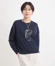 ZMFEB11130 al'aise modulation(アレーズモジュレーション) 【日本製】スパンコールアクセントニットプルオーバー ネイビー