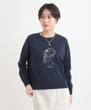 ZMFEB11130 al'aise modulation(アレーズモジュレーション) 【日本製】スパンコールアクセントニットプルオーバー ネイビー