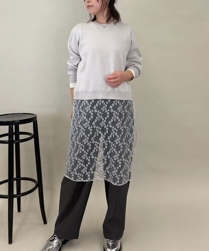 ZMFEE01150 al'aise modulation 【洗える】レーススカート付きニットプルオーバー