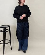 ZMFEE01150 al'aise modulation(アレーズモジュレーション) 【洗える】レーススカート付きニットプルオーバー ブラック
