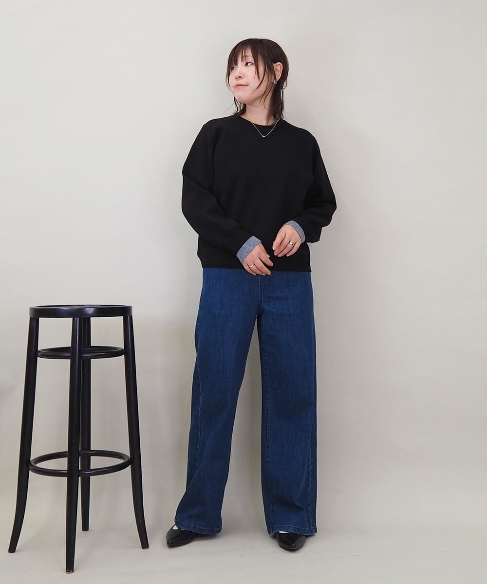 ZMFEE01150 al'aise modulation(アレーズモジュレーション) 【洗える】レーススカート付きニットプルオーバー ブラック