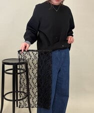 ZMFEE01150 al'aise modulation(アレーズモジュレーション) 【洗える】レーススカート付きニットプルオーバー ブラック