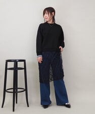 ZMFEE01150 al'aise modulation(アレーズモジュレーション) 【洗える】レーススカート付きニットプルオーバー ブラック