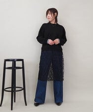 ZMFEE01150 al'aise modulation(アレーズモジュレーション) 【洗える】レーススカート付きニットプルオーバー ブラック