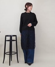 ZMFEE01150 al'aise modulation(アレーズモジュレーション) 【洗える】レーススカート付きニットプルオーバー ブラック