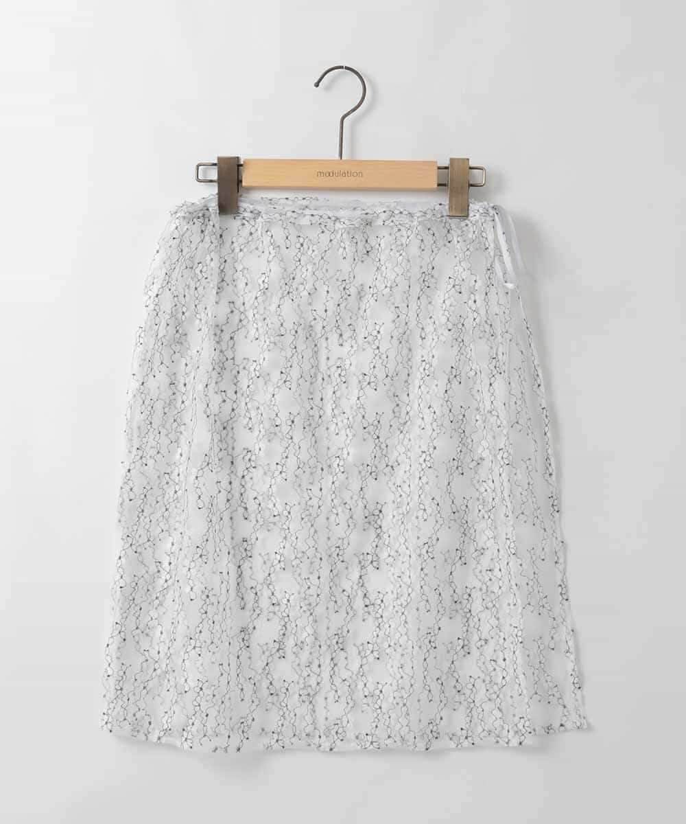 ZMFEE01150 al'aise modulation(アレーズモジュレーション) 【洗える】レーススカート付きニットプルオーバー ライトグレー