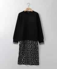 ZMFEE01150 al'aise modulation(アレーズモジュレーション) 【洗える】レーススカート付きニットプルオーバー ブラック