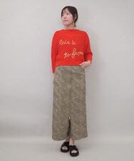 ZMFEE02129 al'aise modulation(アレーズモジュレーション) ラメロゴ刺繍リネンニットプルオーバー オレンジ