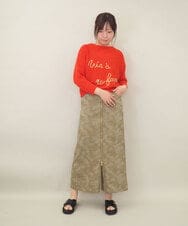 ZMFEE02129 al'aise modulation(アレーズモジュレーション) ラメロゴ刺繍リネンニットプルオーバー オレンジ