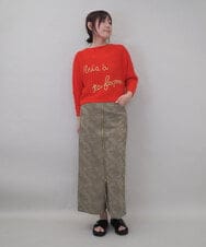 ZMFEE02129 al'aise modulation(アレーズモジュレーション) ラメロゴ刺繍リネンニットプルオーバー オレンジ