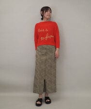 ZMFEE02129 al'aise modulation(アレーズモジュレーション) ラメロゴ刺繍リネンニットプルオーバー オレンジ