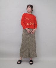 ZMFEE02129 al'aise modulation(アレーズモジュレーション) ラメロゴ刺繍リネンニットプルオーバー オレンジ