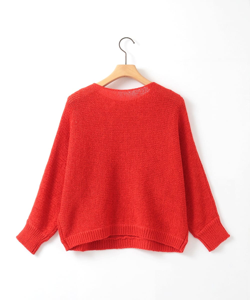 ZMFEE02129 al'aise modulation(アレーズモジュレーション) ラメロゴ刺繍リネンニットプルオーバー オレンジ