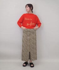 ZMFEE02129 al'aise modulation(アレーズモジュレーション) ラメロゴ刺繍リネンニットプルオーバー オレンジ