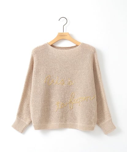 ZMFEE02129 al'aise modulation ラメロゴ刺繍リネンニットプルオーバー