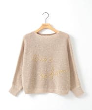 ZMFEE02129 al'aise modulation(アレーズモジュレーション) ラメロゴ刺繍リネンニットプルオーバー アイボリー