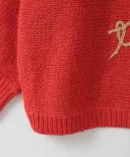 ZMFEE02129 al'aise modulation(アレーズモジュレーション) ラメロゴ刺繍リネンニットプルオーバー オレンジ