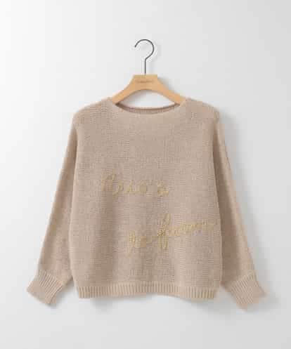 ZMFEE02129 al'aise modulation ラメロゴ刺繍リネンニットプルオーバー