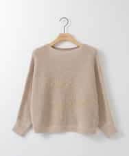 ZMFEE02129 al'aise modulation(アレーズモジュレーション) ラメロゴ刺繍リネンニットプルオーバー アイボリー