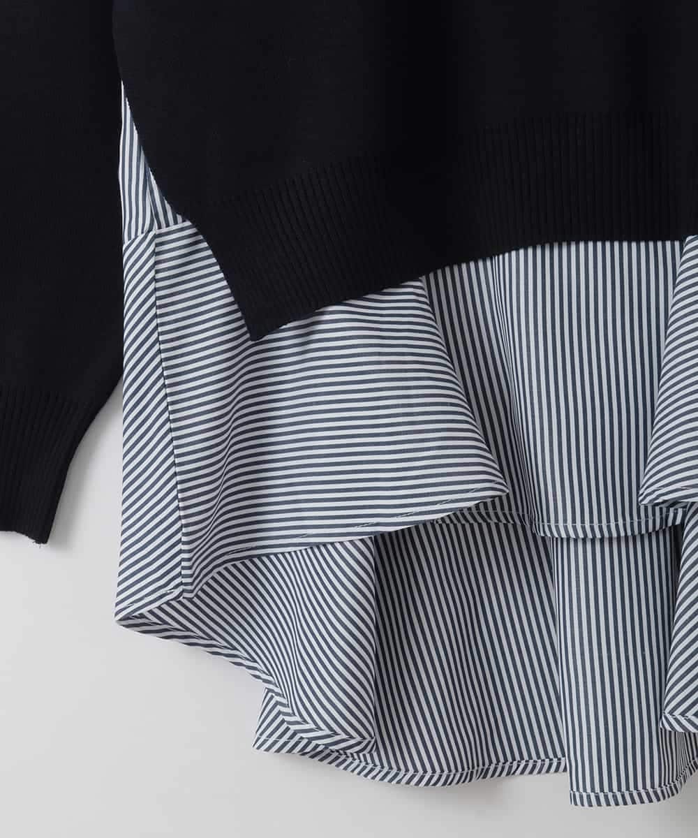 ZMFEE03089 al'aise modulation(アレーズモジュレーション) 【セットアイテム】レイヤードデザインニットプルオーバー ネイビー