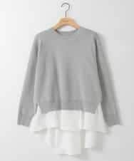 ZMFEE03089 al'aise modulation(アレーズモジュレーション) 【セットアイテム】レイヤードデザインニットプルオーバー ライトグレー