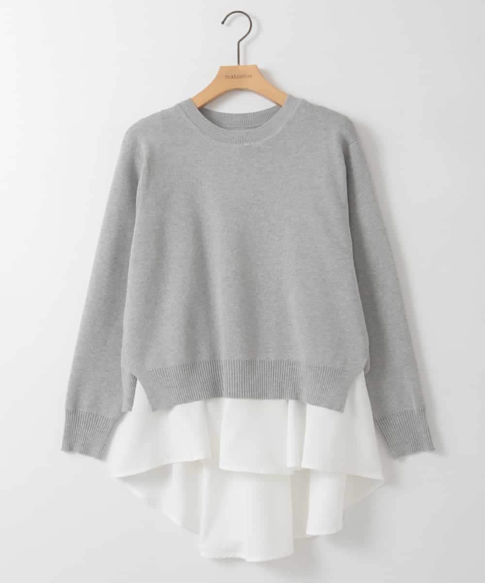 ZMFEE03089 al'aise modulation(アレーズモジュレーション) 【セットアイテム】レイヤードデザインニットプルオーバー ライトグレー